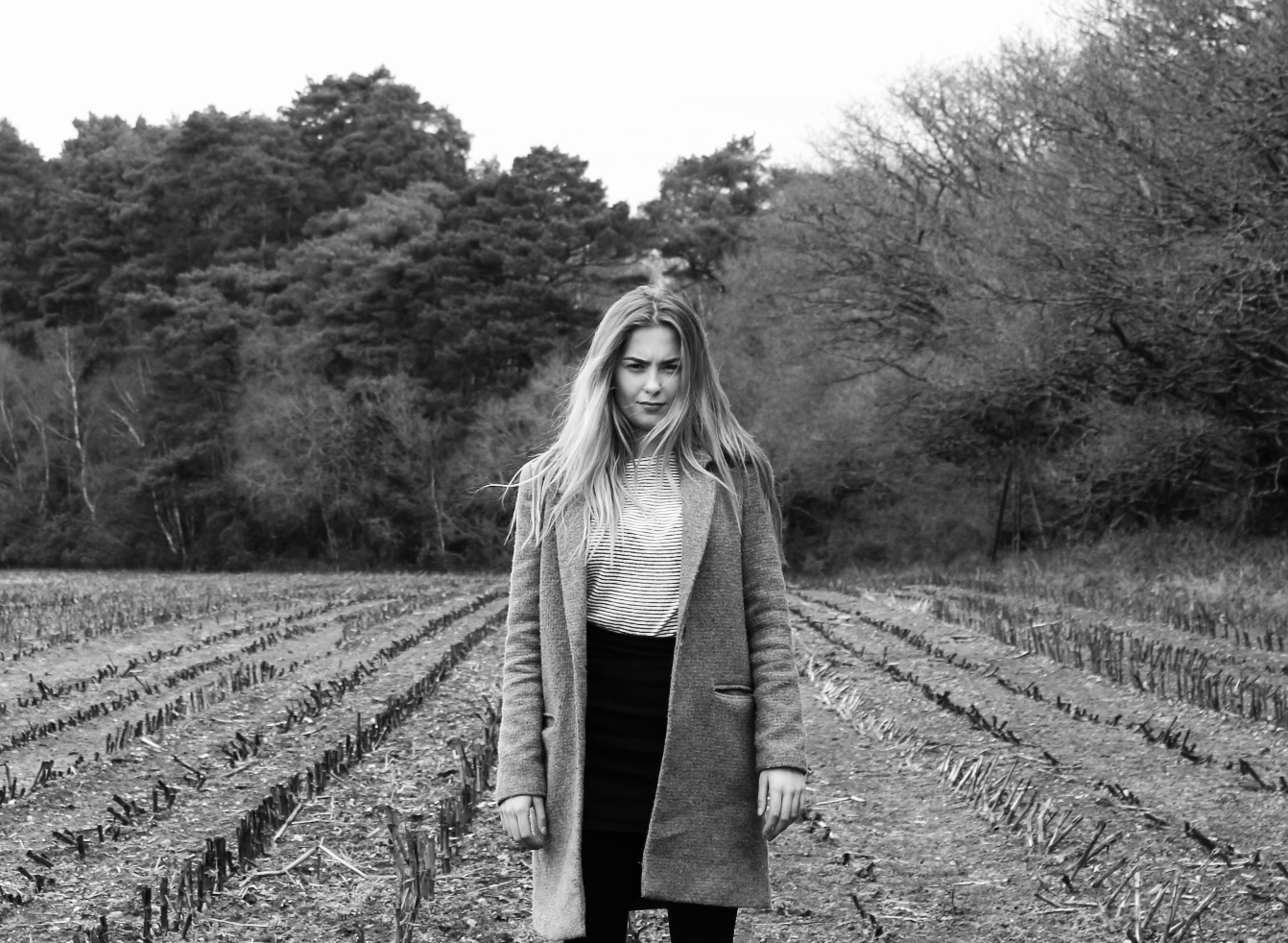 Carolyn In Field B& W